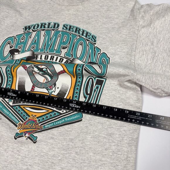 Vintage 1997 Florida Marlins World Series Champions Baseball T-Shirt Men’s L - Picture 6 of 7